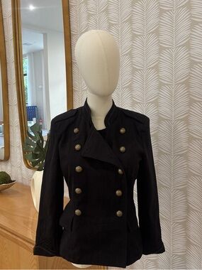 a.n.a Black Double-Breasted Military-Style Pea Coat